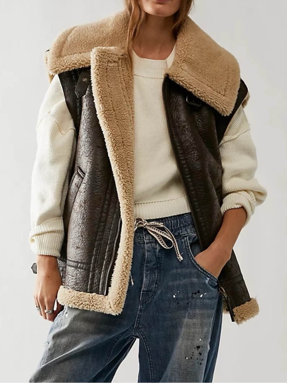 Free People We The Free Bad Habits Cozy Vest RT $168 Size Medium